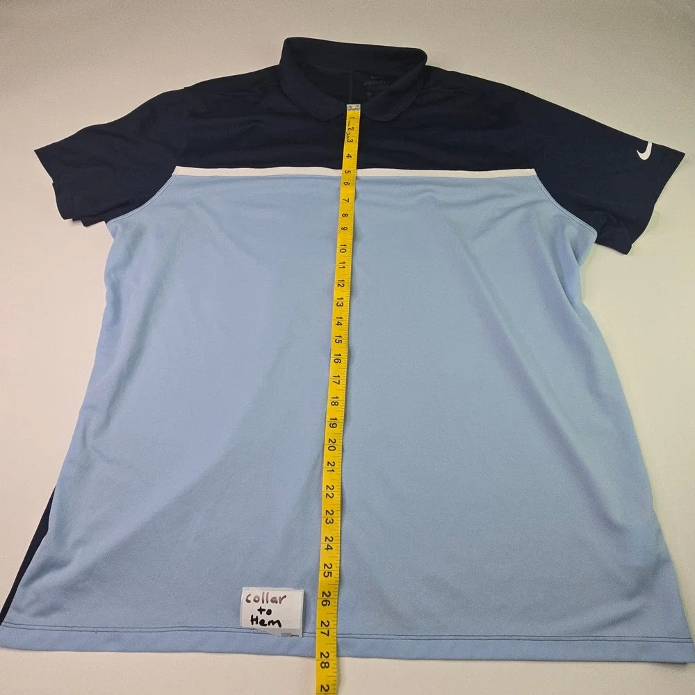 Nike Dri-FIT Golf‎ Polo Shirt Mens XXL Navy Light Blue Dublin Golf Club 723 A-2